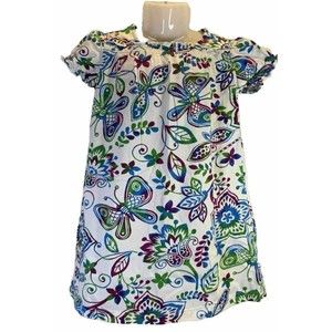Hanna Andersson Girls 110 5/6 Flowers  Butterflies Dress Purple Green Blue